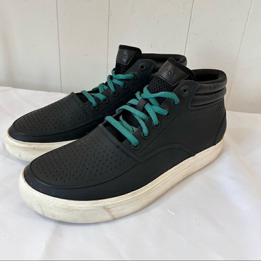 Crocs Sneakers Mens 9 Citilane Roka Chukka Boots High Top Black White Shoes